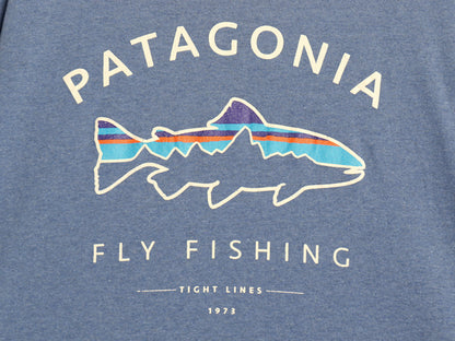 パタゴニア 両面 プリント 半袖 Tシャツ メンズ M / 19年製 アウトドア フィッツロイ フィッシュ グラフィック カットソー イラスト ブルー