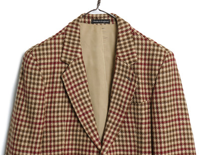 80s イギリス製 チェック テーラード ジャケット メンズ L 程/ 古着 ヴィンテージ 100% カシミヤ ブレザー マルチカラー トラッド シンプル