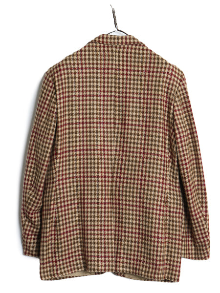 80s イギリス製 チェック テーラード ジャケット メンズ L 程/ 古着 ヴィンテージ 100% カシミヤ ブレザー マルチカラー トラッド シンプル