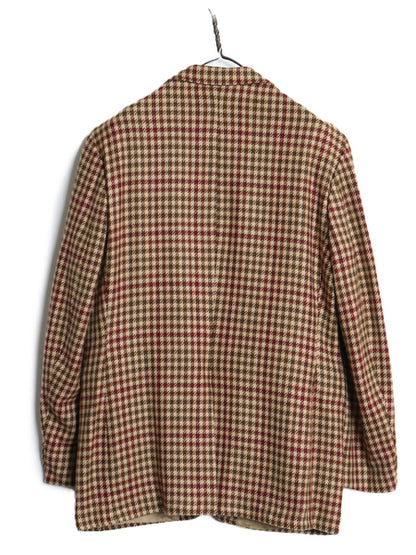 80s イギリス製 チェック テーラード ジャケット メンズ L 程/ 古着 ヴィンテージ 100% カシミヤ ブレザー マルチカラー トラッド シンプル
