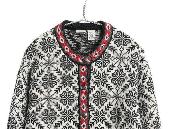 00s エルエルビーン ノルディック ニット カーディガン レディース M / オールド アウトドア メリノ ラム ウール セーター 前開き 羽織り
