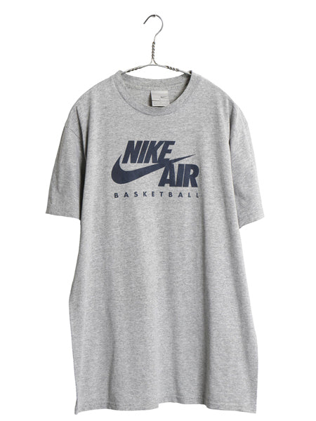 00s ナイキ スウッシュ ロゴ プリント 半袖 Tシャツ メンズ L / オールド 当時物 ヘビーウェイト コットン バスケ カットソー シンプル 灰
