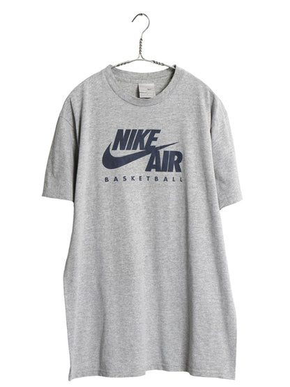 00s ナイキ スウッシュ ロゴ プリント 半袖 Tシャツ メンズ L / オールド 当時物 ヘビーウェイト コットン バスケ カットソー シンプル 灰