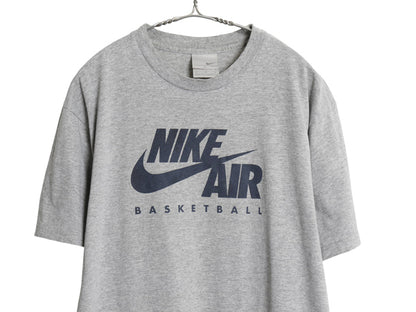 00s ナイキ スウッシュ ロゴ プリント 半袖 Tシャツ メンズ L / オールド 当時物 ヘビーウェイト コットン バスケ カットソー シンプル 灰