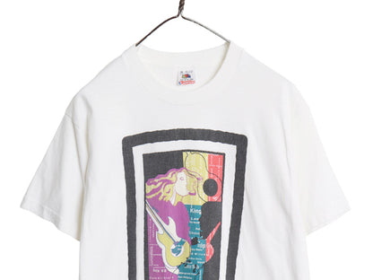 90s USA製 フェス アート イラスト プリント 半袖 Tシャツ メンズ M 古着 オールド シングルステッチ 音楽 グラフィック ヘビーウェイト 白