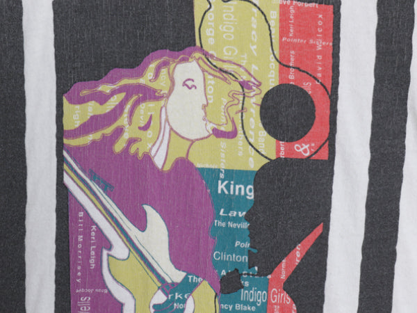 90s USA製 フェス アート イラスト プリント 半袖 Tシャツ メンズ M 古着 オールド シングルステッチ 音楽 グラフィック ヘビーウェイト 白