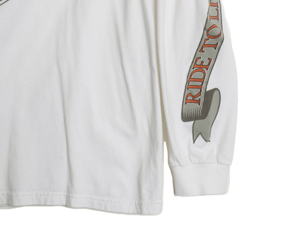 ハーレー ダビットソン 4面 プリント 長袖 Tシャツ メンズ XL / オフィシャル バイク イーグル イラスト ロンT 大きいサイズ カットソー 白