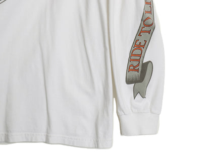 ハーレー ダビットソン 4面 プリント 長袖 Tシャツ メンズ XL / オフィシャル バイク イーグル イラスト ロンT 大きいサイズ カットソー 白