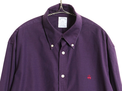 ブルックスブラザーズ 長袖 ボタンダウン シャツ メンズ L / 長袖シャツ コットン オックスフォード ストレッチ ノーアイロン ワンポイント