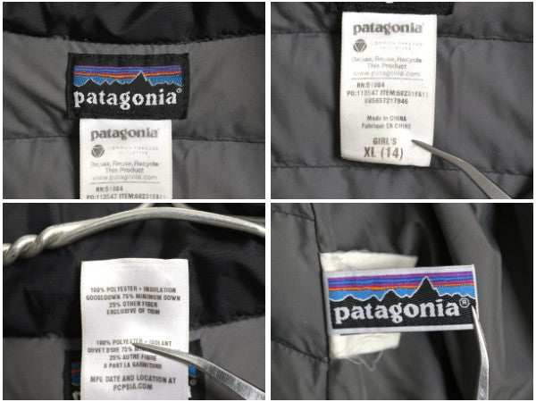 パタゴニア ダウン セーター キッズ XL レディース XS 程 11年製 アウトドア 600フィル ナイロン ジャケット ハイネック ブルゾン ブラック