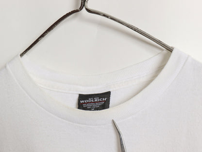 90s USA製 ウールリッチ フィッシング プリント Tシャツ メンズ M / オールド アウトドア ハンティング 両面 アート グラフィック ホワイト
