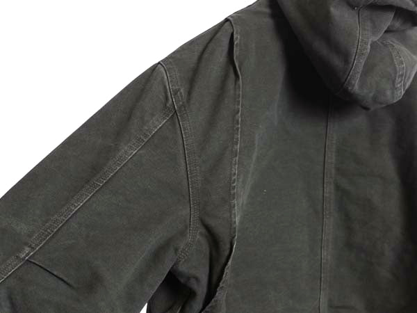 US企画 カーハート ダック パーカー ジャケット メンズ L 古着 裏 ボア パイル フリース フード ブルゾン ジャンパー オリーブ 廃盤 ワーク