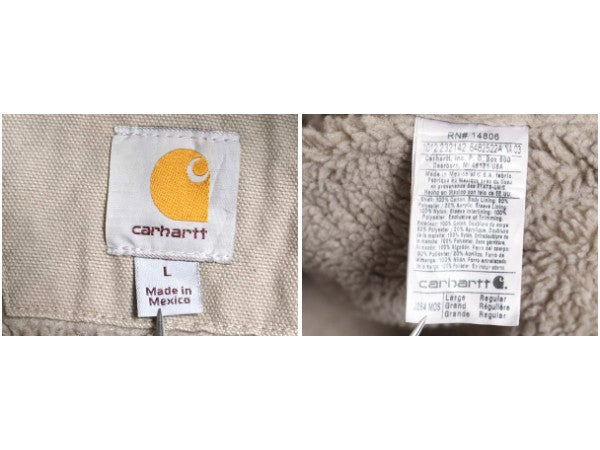 US企画 カーハート ダック パーカー ジャケット メンズ L 古着 裏 ボア パイル フリース フード ブルゾン ジャンパー オリーブ 廃盤 ワーク