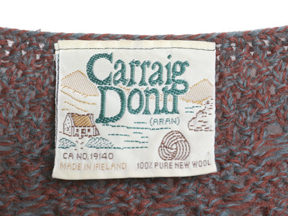 アイルランド製 Carraig Donn フィッシャーマン ウール ニット カーディガン レディース L アラン ケーブル 前開き 丸首 カットソー タイプ
