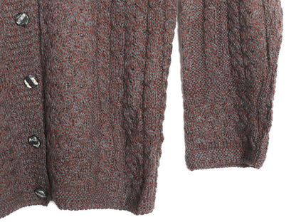アイルランド製 Carraig Donn フィッシャーマン ウール ニット カーディガン レディース L アラン ケーブル 前開き 丸首 カットソー タイプ