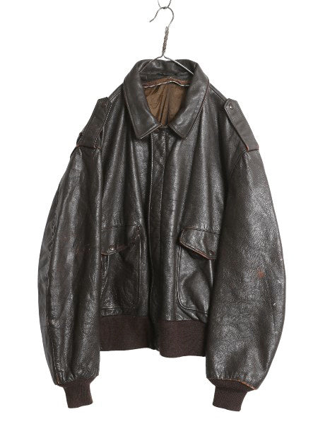 80s USA製 ショット G-1 タイプ 本革 レザー ジャケット 52 メンズ XXL 程 古着 ヴィンテージ 革ジャン フライト ボンバー 茶 大きいサイズ
