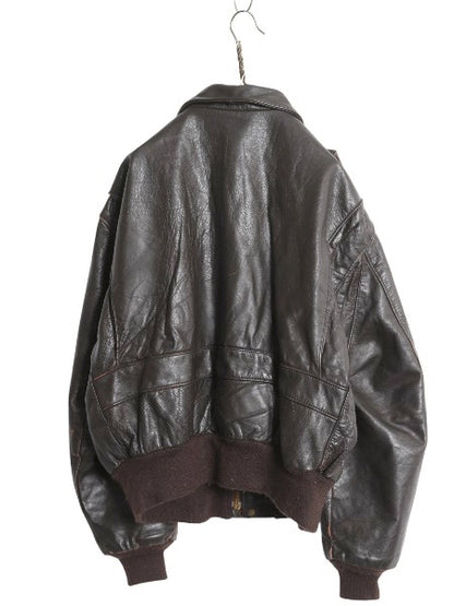 80s USA製 ショット G-1 タイプ 本革 レザー ジャケット 52 メンズ XXL 程 古着 ヴィンテージ 革ジャン フライト ボンバー 茶 大きいサイズ