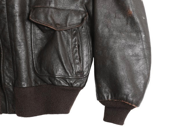 80s USA製 ショット G-1 タイプ 本革 レザー ジャケット 52 メンズ XXL 程 古着 ヴィンテージ 革ジャン フライト ボンバー 茶 大きいサイズ