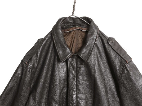 80s USA製 ショット G-1 タイプ 本革 レザー ジャケット 52 メンズ XXL 程 古着 ヴィンテージ 革ジャン フライト ボンバー 茶 大きいサイズ