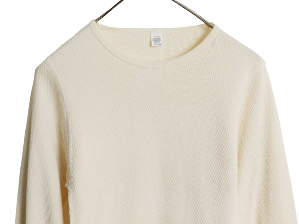USA製 ジェーイーモーガン 長袖 サーマル Tシャツ M 小さめ メンズ レディース XS 程 クルーネック アンダーシャツ 100% コットン ワッフル