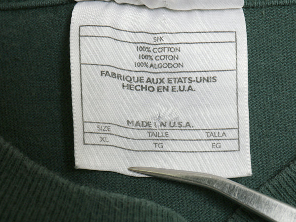90s USA製 ナイキ スウッシュ 刺繍 半袖 Tシャツ メンズ XL / オールド ワンポイント ヘビーウェイト コットン カットソー 大きいサイズ 緑
