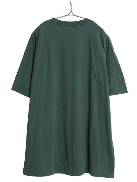 90s USA製 ナイキ スウッシュ 刺繍 半袖 Tシャツ メンズ XL / オールド ワンポイント ヘビーウェイト コットン カットソー 大きいサイズ 緑