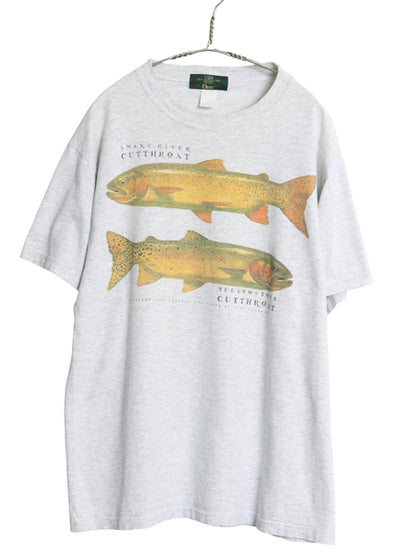 90s USA製 オービス フィッシュ アート イラスト プリント Tシャツ メンズ L / オールド アウトドア グラフィック アート ヘビーウェイト