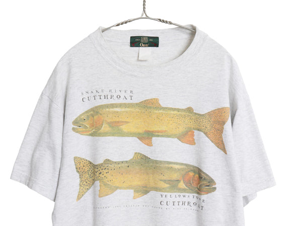 90s USA製 オービス フィッシュ アート イラスト プリント Tシャツ メンズ L / オールド アウトドア グラフィック アート ヘビーウェイト