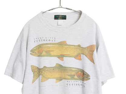 90s USA製 オービス フィッシュ アート イラスト プリント Tシャツ メンズ L / オールド アウトドア グラフィック アート ヘビーウェイト