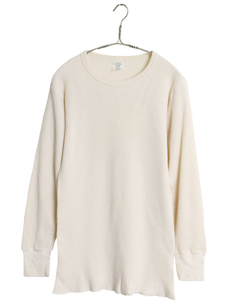 USA製 ジェーイーモーガン 長袖 サーマル Tシャツ XL 小さめ メンズ L 程 クルーネック アンダーシャツ 100% コットン ワッフル ナチュラル