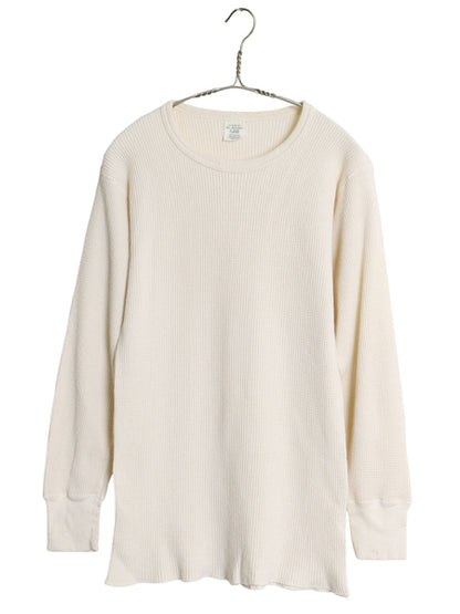 USA製 ジェーイーモーガン 長袖 サーマル Tシャツ XL 小さめ メンズ L 程 クルーネック アンダーシャツ 100% コットン ワッフル ナチュラル