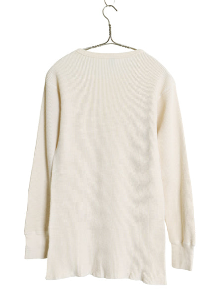 USA製 ジェーイーモーガン 長袖 サーマル Tシャツ XL 小さめ メンズ L 程 クルーネック アンダーシャツ 100% コットン ワッフル ナチュラル