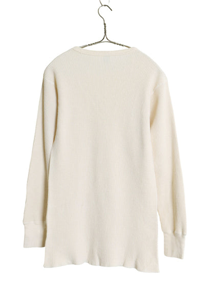 USA製 ジェーイーモーガン 長袖 サーマル Tシャツ XL 小さめ メンズ L 程 クルーネック アンダーシャツ 100% コットン ワッフル ナチュラル