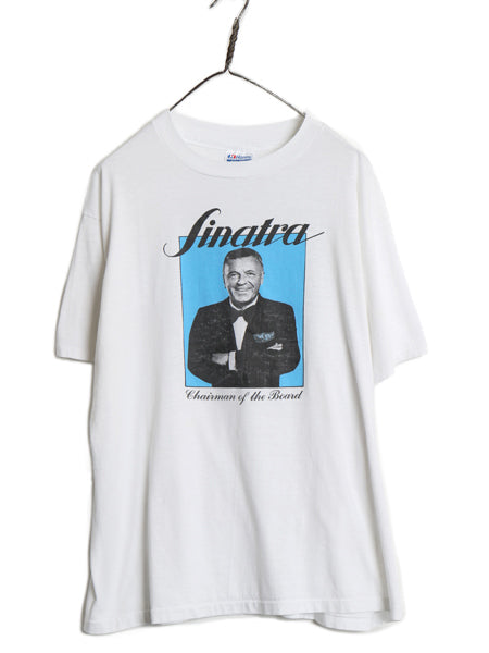 80s USA製 ★ フランク シナトラ フォト イラスト プリント Tシャツ メンズ XXL 小さめ XL 程/ ヴィンテージ バンド ジャズ 音楽 俳優 白