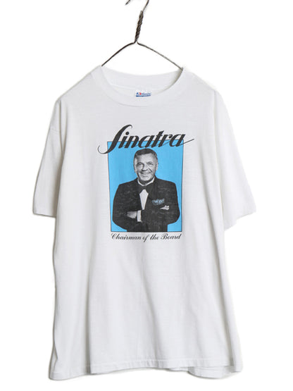 80s USA製 ★ フランク シナトラ フォト イラスト プリント Tシャツ メンズ XXL 小さめ XL 程/ ヴィンテージ バンド ジャズ 音楽 俳優 白