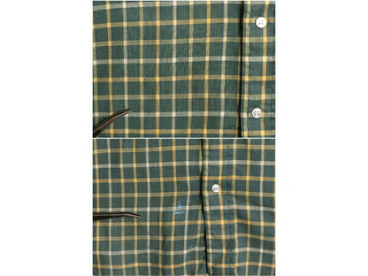 70s ★ チェック 3点留め ボタンダウン シャツ メンズ M / ヴィンテージ 6ボタン 長袖シャツ ポケット付き ノーアイロン スリム テーパード