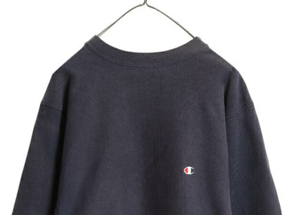 90s USA製 ★ チャンピオン リバースウィーブ スウェット メンズ XL 古着 オールド トレーナー 裏起毛 ワンポイント ヘビーウェイト 目付き