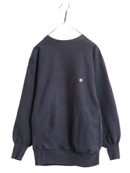 90s USA製 ★ チャンピオン リバースウィーブ スウェット メンズ XL 古着 オールド トレーナー 裏起毛 ワンポイント ヘビーウェイト 目付き
