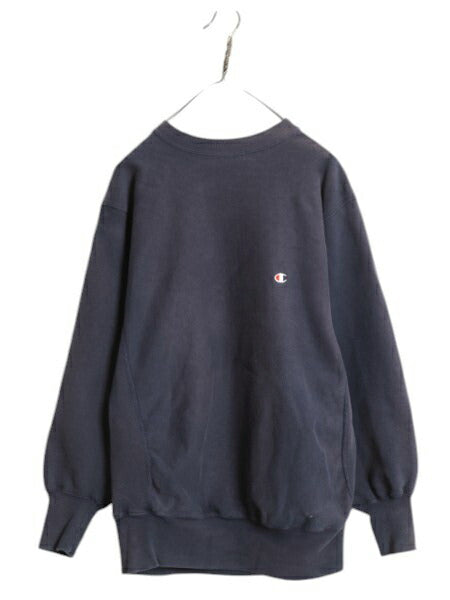 90s USA製 ★ チャンピオン リバースウィーブ スウェット メンズ XL 古着 オールド トレーナー 裏起毛 ワンポイント ヘビーウェイト 目付き