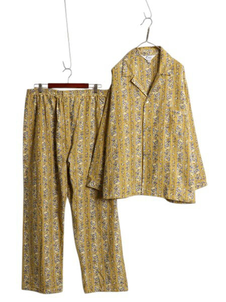 デッドストック 50s 60s ★ ペイズリー 総柄 パジャマ セットアップ メンズ XL ヴィンテージ プリント フランネル シャツ イージー パンツ