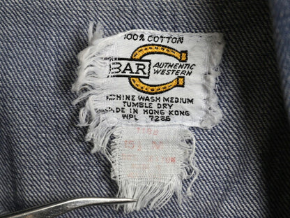 70s ★ BAR C デニム ウエスタン シャツ メンズ M / 古着 ヴィンテージ バットダイ コットン スナップボタン ヘビーウェイト ポケット付き