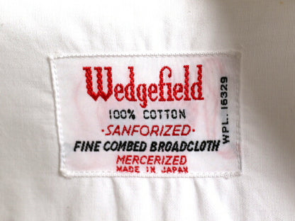 60s ★ Wedgefield 100% コットン 長袖 シャツ メンズ S / 古着 ヴィンテージ ポケット付き ドレス ワイシャツ フォーマル 無地 白 日本製