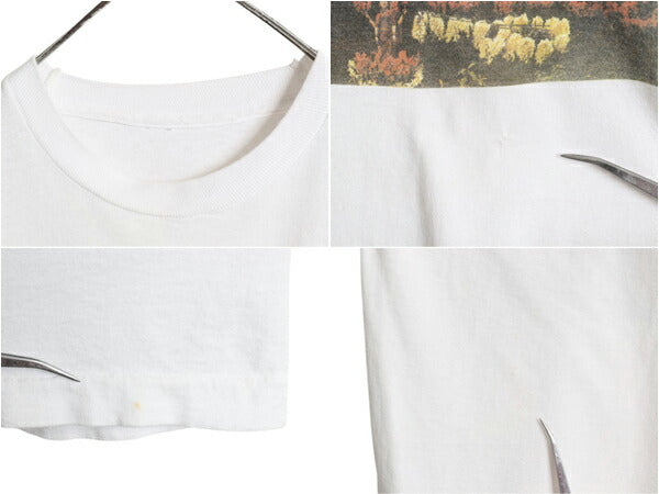 90s ★ ビートルズ イラスト プリント Tシャツ メンズ L 古着 オールド アップル オフィシャル 当時物 バンド ロック シングルステッチ 白