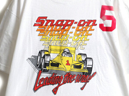 90s SNAP ON 企業 両面 フロッキー プリント 半袖 Tシャツ (XL)