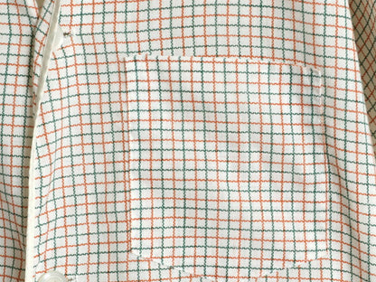 60s 70s ★ チェック 半袖 パジャマ シャツ メンズ M ヴィンテージ ポケット付き ノーカラー スリーピング ルームウェア シワになりにくい