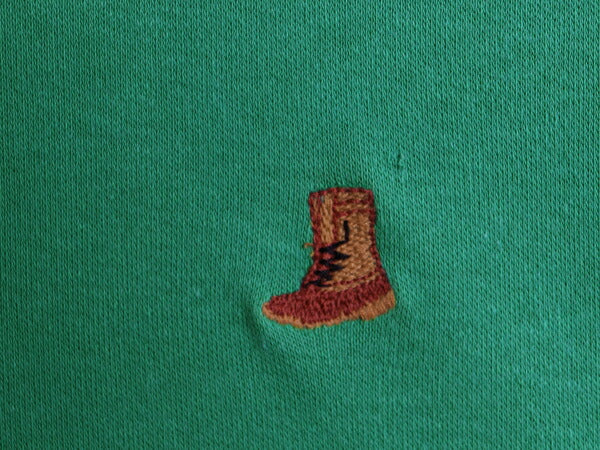 70s USA製 ★ エルエルビーン ビーンブーツ 刺繍 ポロシャツ メンズ L 程/ ヴィンテージ アウトドア 半袖シャツ ワンポイント コットン 緑