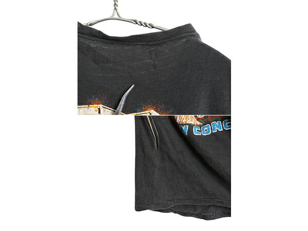 70s パキ綿 ★ スティクス ツアー イラスト プリント Tシャツ メンズ XS 程/ 古着 ヴィンテージ 当時物 バンド ロック シングルステッチ 黒