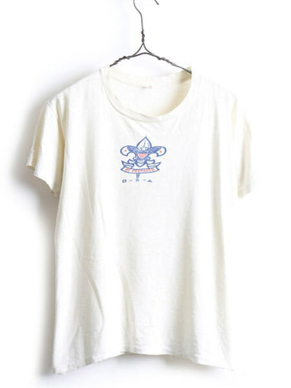 60's BSA Boy Scout of America ボーイスカウト 染み込み プリント 半袖 Tシャツ (S程)