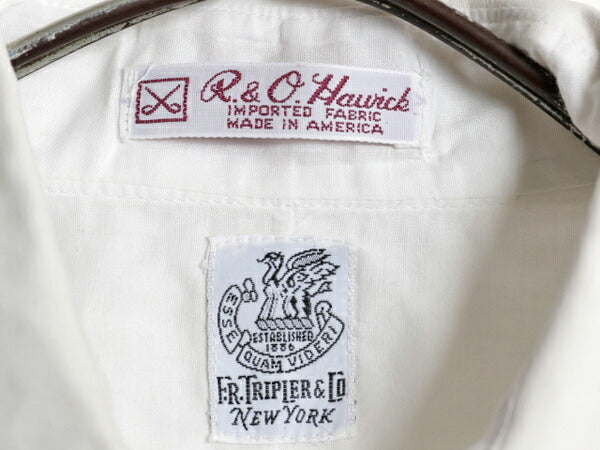 70s USA製 ★ 無地 100% コットン 半袖 ドレス シャツ 14 メンズ S / 古着 ヴィンテージ ポケット付き フォーマル シンプル スリム 薄手 白