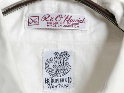 70s USA製 ★ 無地 100% コットン 半袖 ドレス シャツ 14 メンズ S / 古着 ヴィンテージ ポケット付き フォーマル シンプル スリム 薄手 白